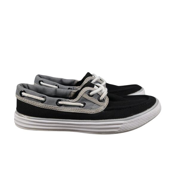 Converse Shoes Womens 6 Boat Sneakers 2 Eye Casual Lightweight Moc Black Gray - Picture 1 of 12